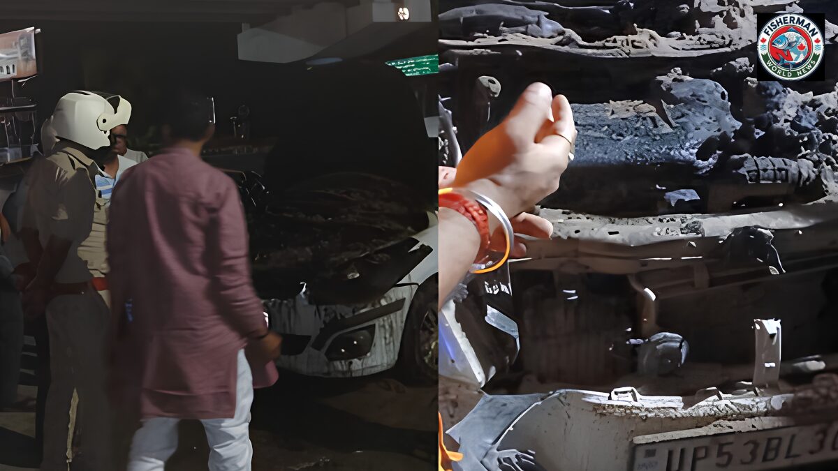 कार में अचानक भीषण आग