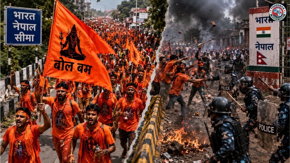 भारत-नेपाल सीमा के पास बोल बम यात्रा