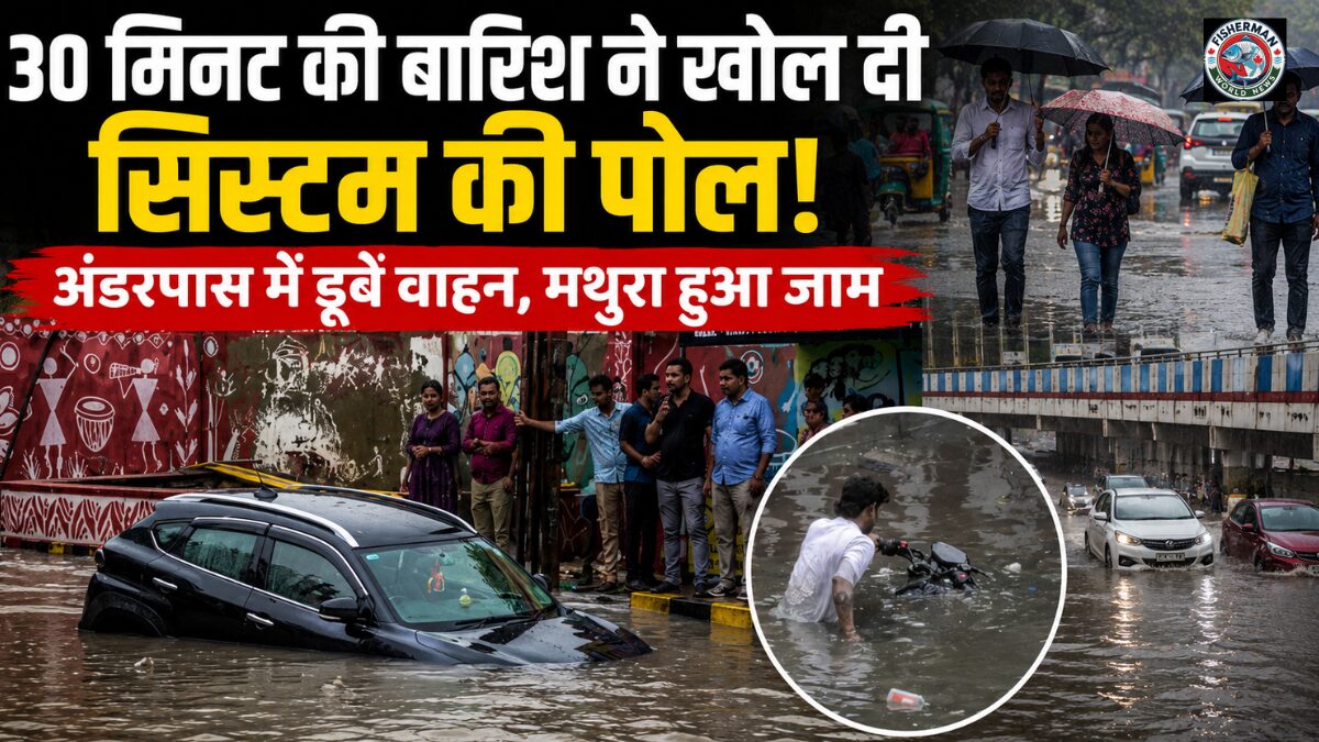 मथुरा में महज आधे घंटे की तेज बारिश