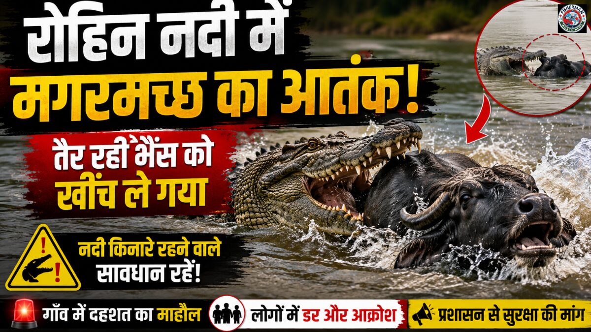 कौड़िया क्षेत्र में रोहिन नदी में मगरमच्छ
