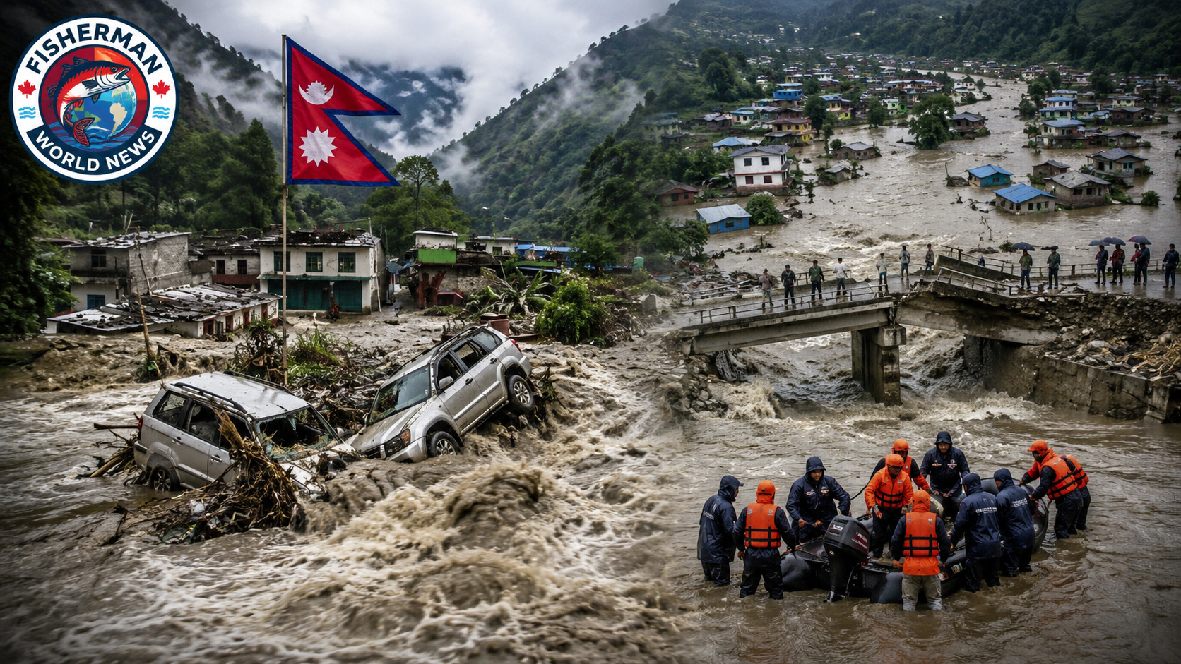 नेपाल के रासुवा में भोटेकोशी नदी