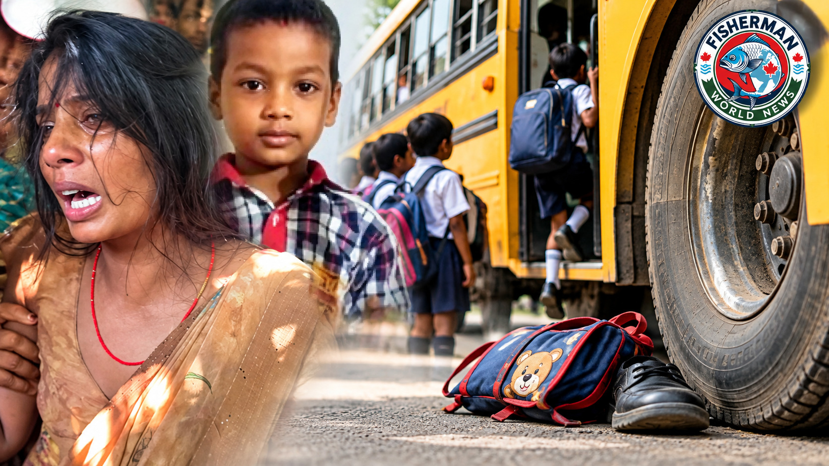 पिपराइच के नैयापार बुजुर्ग में स्कूल बस