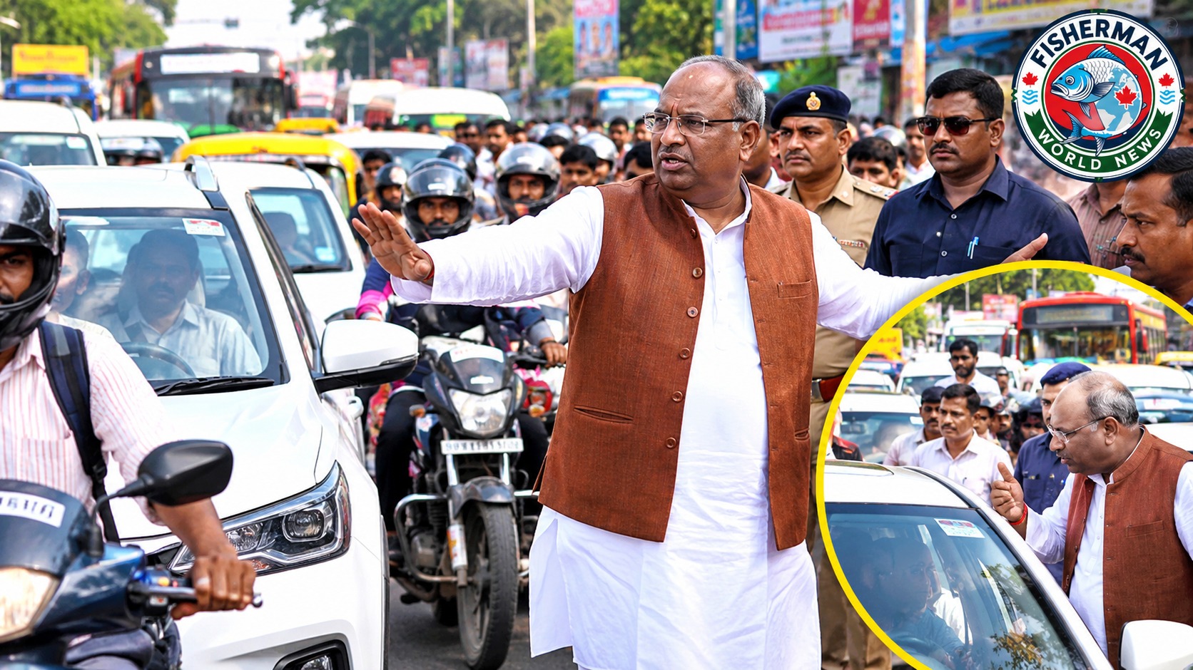 जाम में फंसे कैबिनेट मंत्री डॉ. संजय